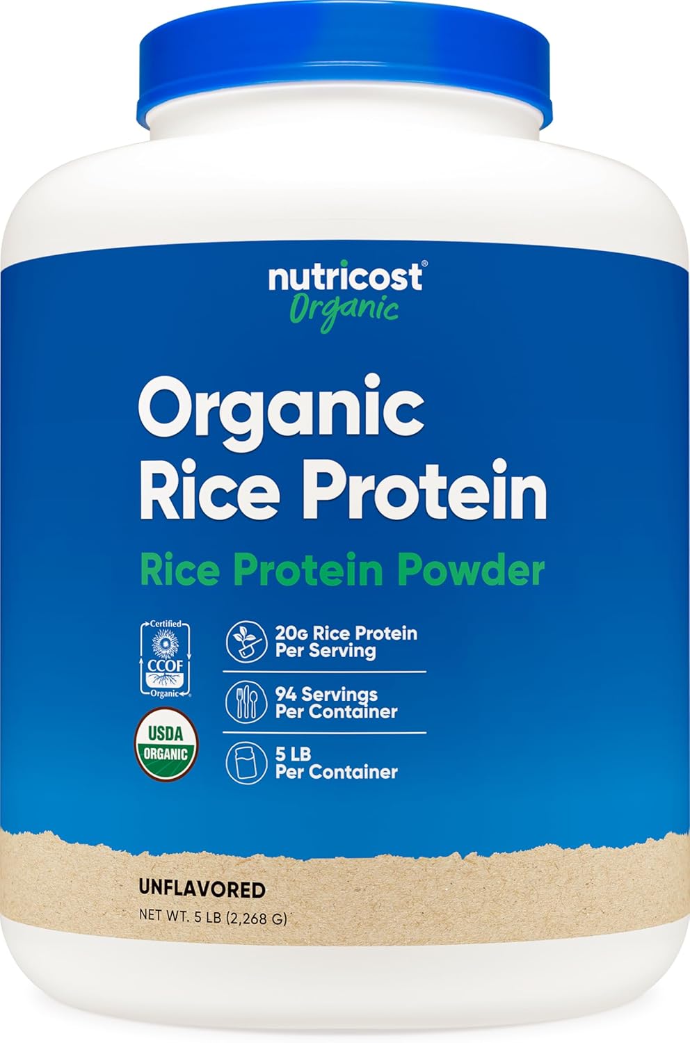 Nutricost Organic Rice Protein Powder (5 LB) - Gluten-Free, GMO-Free (from Brown Rice)
