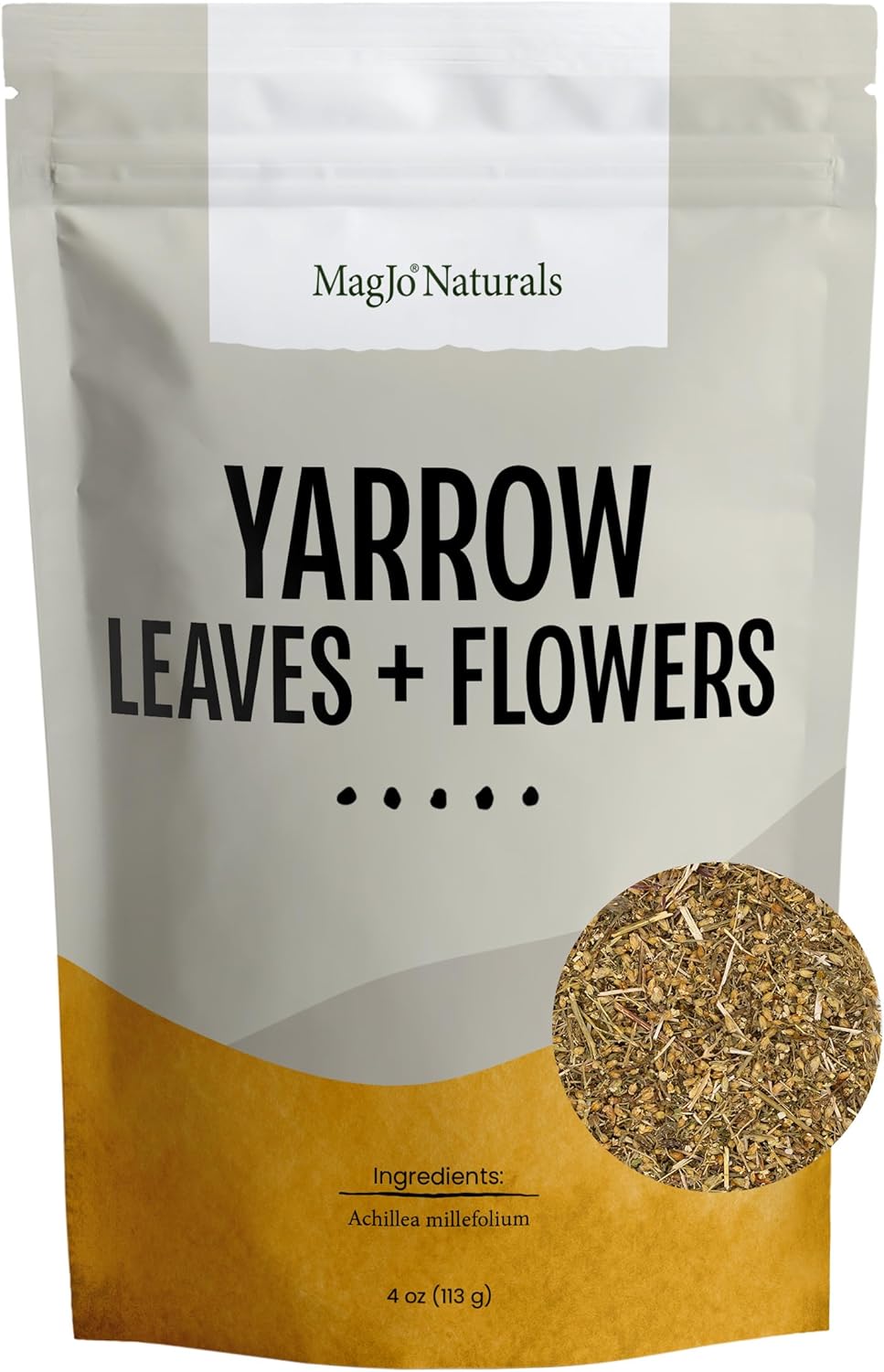 MagJo Naturals Yarrow Leaf & Flower, Dried, Cut and Sifted Achillea millefolium (4 oz)