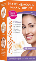 Sally Hansen Face Hair Removal Wax Strips Kit | At-Home Use 18 Count