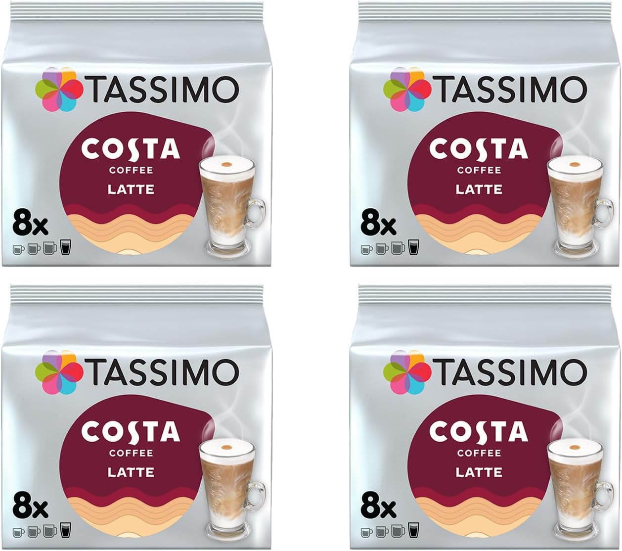 Tassimo Costa Latte 4 Pack, 32 T-Discs