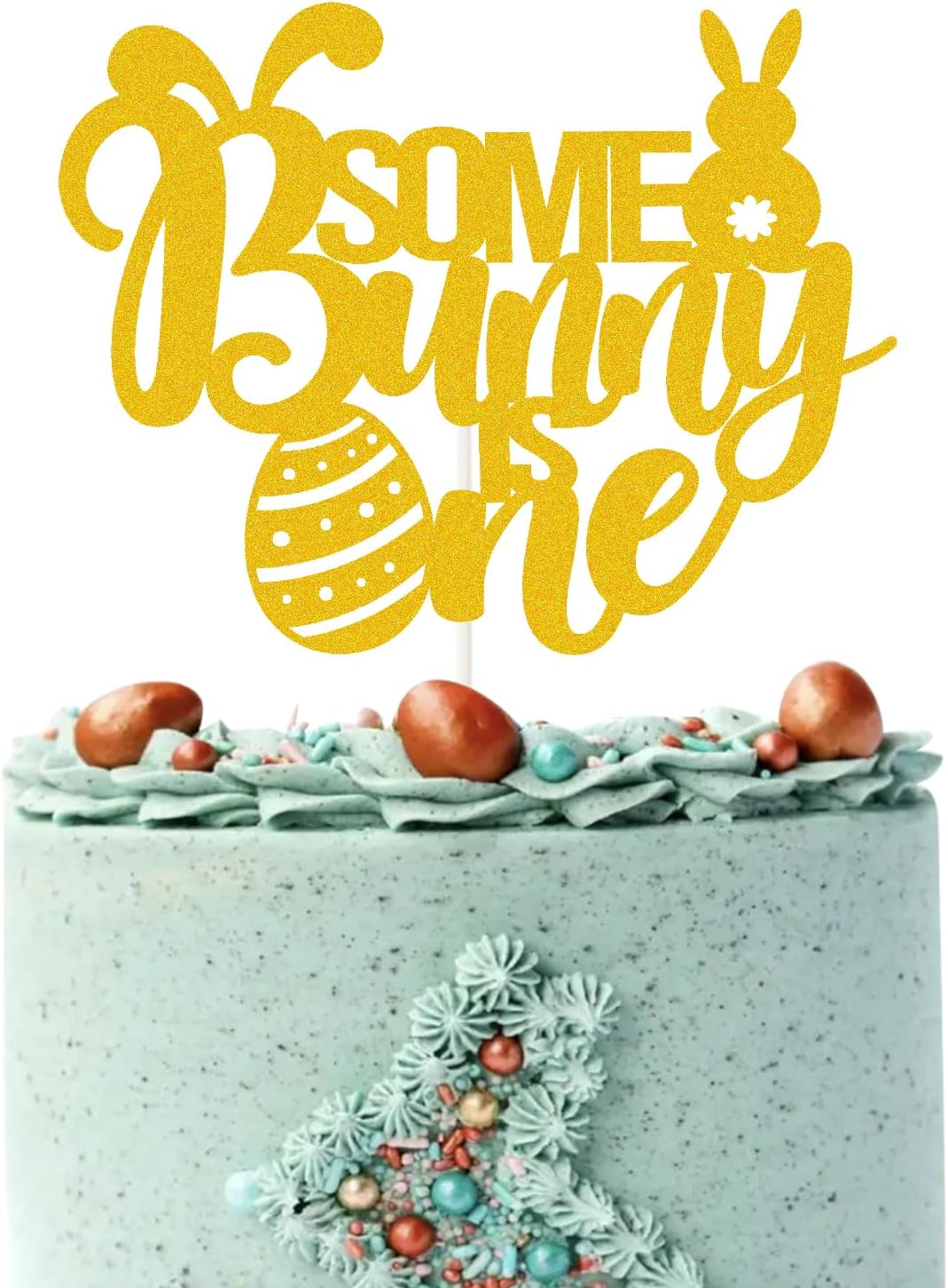 Some Bunny is One Cake Topper, Bunny First Birthday Cake Decor,Easter Baby Shower Decor,Bunny 1st Birthday Party Decorations