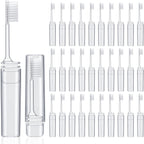 Rtteri 50 Pcs Travel Toothbrush Kit Bulk Folding Tooth Brush with Cover Transparent Potable Travel Size Mini Toothbrush Small Foldable Manual Tooth Brushes for Adult Camping School (Clear)