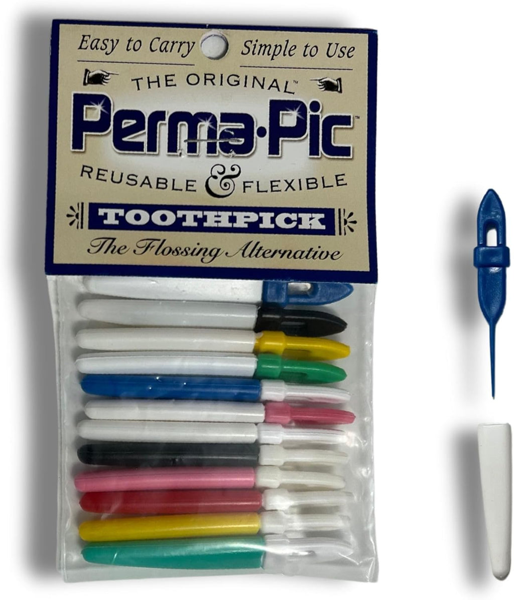 Original Perma Pic Reusable Toothpicks (12-Pack) - Flossing Alternative, Portable & Travel-Ready, Easy Clean, Durable Picks for Oral Hygiene on-the-Go