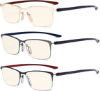 Eyekepper Computer Glasses - Blue Light Filter Readers - UV420 Protection Semi-rim Reading Glasses Women