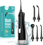 COSLUS Water Dental Flosser Teeth Pick C20: Portable Cordless Oral Irrigator 300ML Rechargeable Travel Irrigation Cleaner IPX7 Waterproof Electric Flossing Machine for Teeth Cleaning, Black