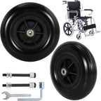 8 Inch Wheelchair Wheel,SOGIME 200X50(8X2) Solid Rubber Caster Wheels 8mm Bearing Hole for Power Wheel Chair Walker,1 Pair Black
