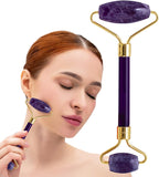 Amethyst Face Roller - Gua Sha Facial Tools, Jade Rollers for Face, Eye and Neck, Skin Care Kit for Men Women, Facial Massager for Wrinkles and Lifting, Self Care, Eye Rollers for Aging Skin