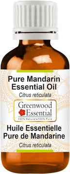 Greenwood Essential Mandarin Essential Oil (Citrus reticulata) Pure | Non-Sticky | Non-Greasy | Lightweight | Men & Women | All Skin Types | Steam Distilled 30ml (1 oz)