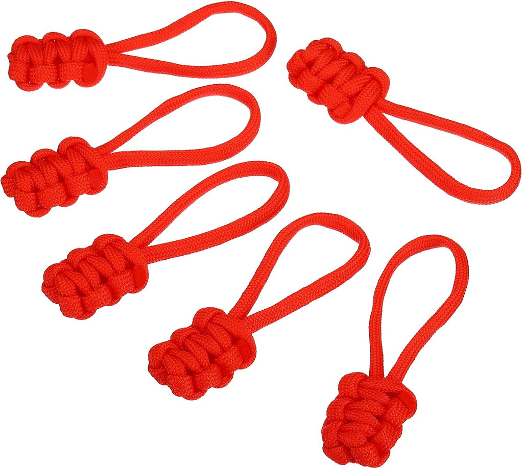 PATIKIL Zipper Pulls Replacement, 6 Pack Extension Cord Handle Fix Pull Tab Extender Fixer Slider Head Repair Kit for Luggage Backpack Jacket, Red