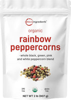Micro Ingredients Organic Whole Rainbow Peppercorns, 2lbs | Premium Whole Peppercorns for Grinder Refill | Great for Seasonings, Meats & Vegetables | Additive Free, Non-GMO, Bulk Supply