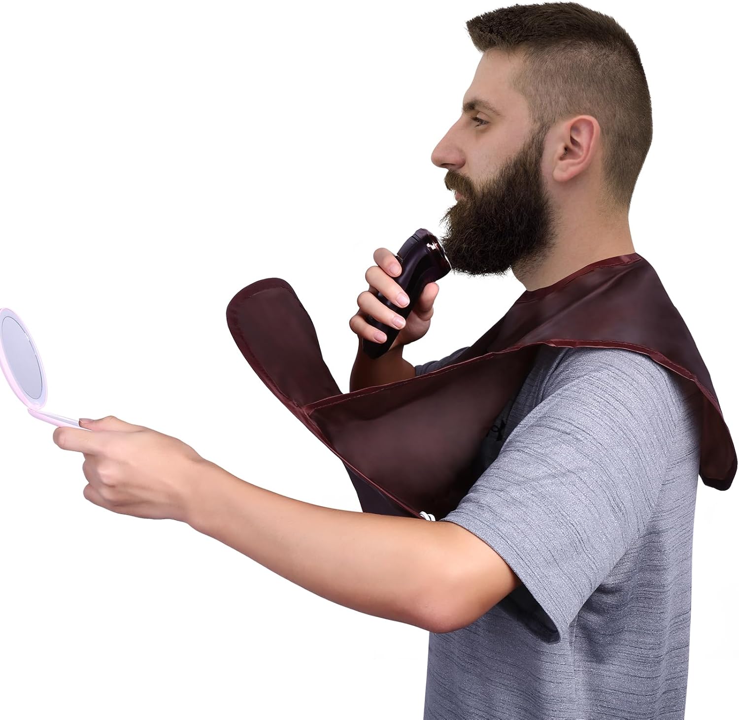 Beard Bib, Beard Apron Foldable Multi-Purpose Shaving Bib, Beard Bib Apron for Men for All Men'S Gifts(khaki)