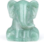 YATOJUZI 2" Green Aventurine Elephant Statue - Hand Carved Crystal Decor for Home, Office, or Gifts