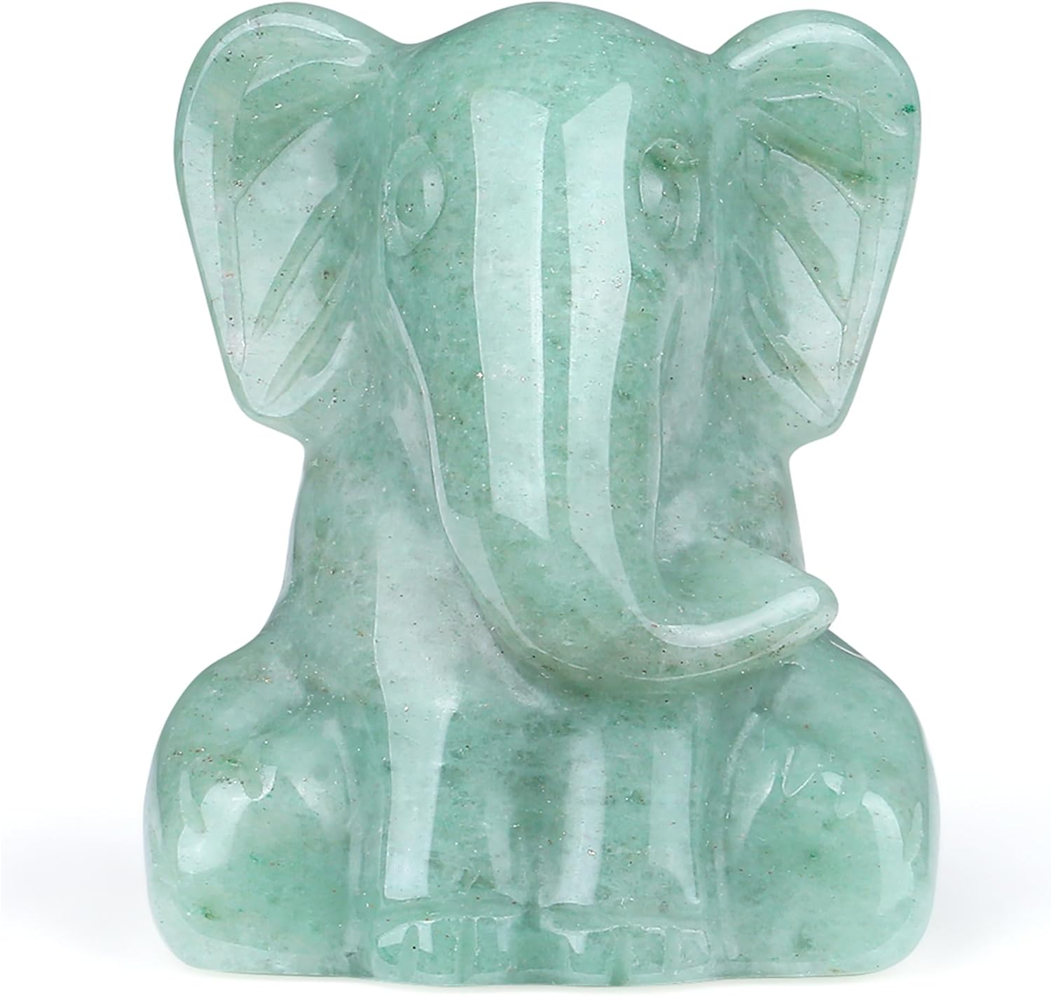 YATOJUZI 2" Green Aventurine Elephant Statue - Hand Carved Crystal Decor for Home, Office, or Gifts
