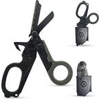 Trauma Shears Foldable Tactical Scissors - 6-in-1 Heavy Duty Emergency Response Folding Shear for Nurses Medical Outdoor Camping Rescue - Stainless Steel Multi-Tool Survival Shears with Holster