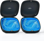 2 Pack Retainer Case Slim Aligner Case with Vent Holes Removable Inner Tray Silicone for Easy Cleaning Orthodontic Storage Box Secure Magnetic Closure for Travel (2Pack Black Blue)