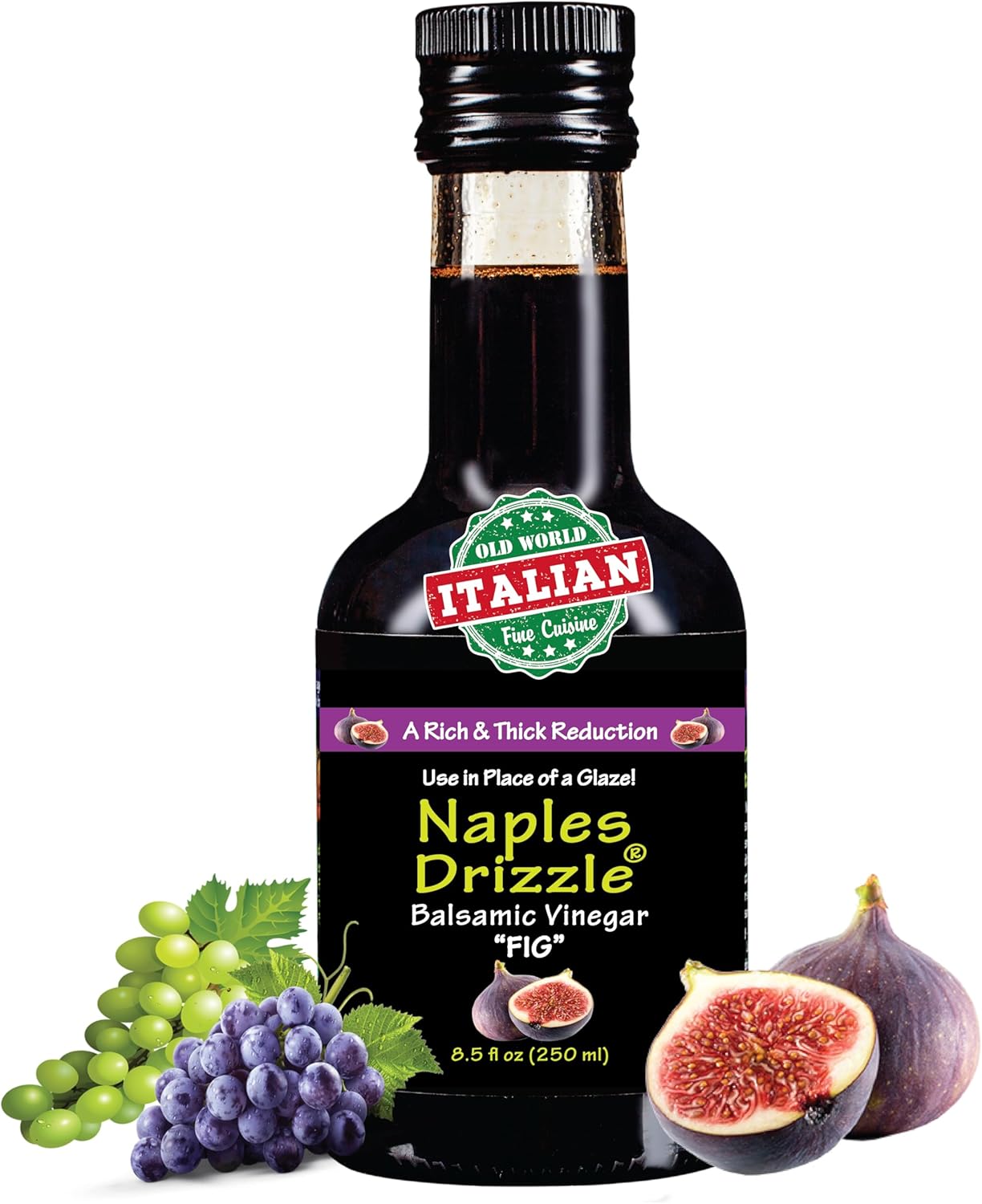 FIG - Rich, Extra Thick Balsamic Vinegar REDUCTION, No Added Sugar or Thickeners, Better-Than-Glaze Balsamic Vinegar (Fig)