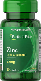 Puritan's Pride Zinc 25 mg Tablets, 100 Count