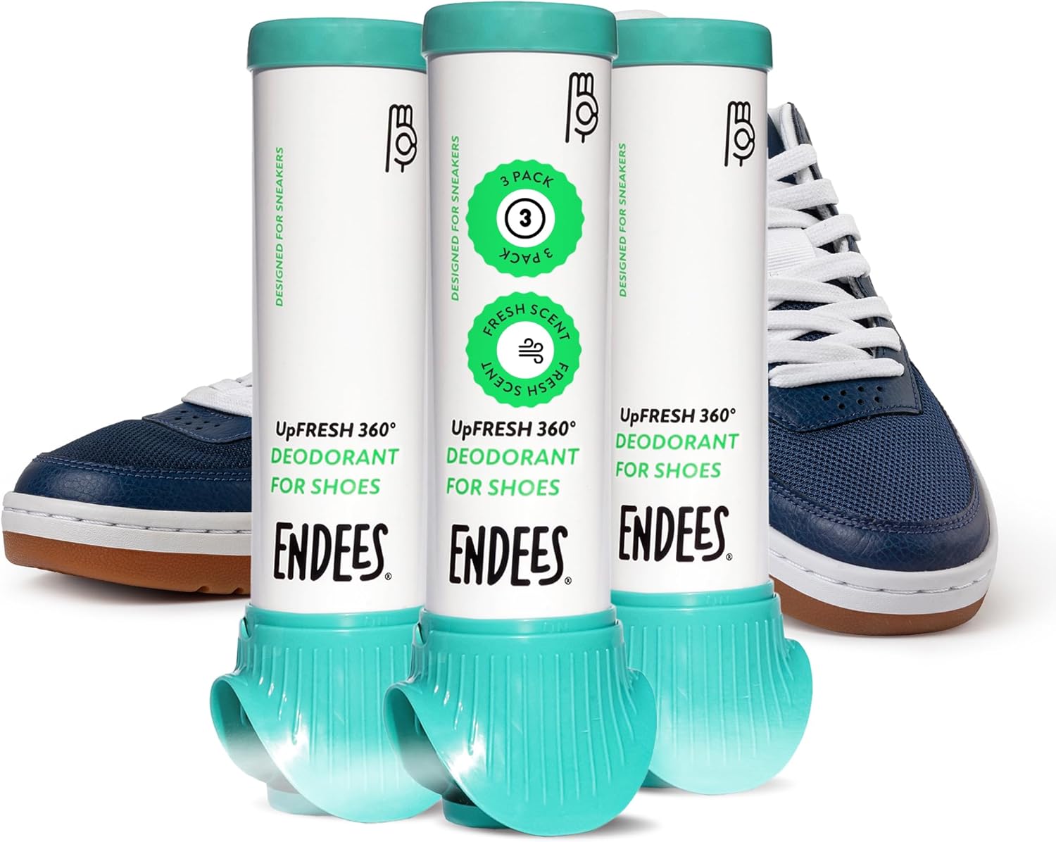 Endees UpFresh 360° Shoe Deodorizer Spray – 3 x 3.38 Fl Ozl I Foot Odor Eliminator Shoe Spray for Smelly Shoes, Feet, Sneakers, Boots, and Gym Bags, Stinky Smell Elimination Deodorant, Travel Size