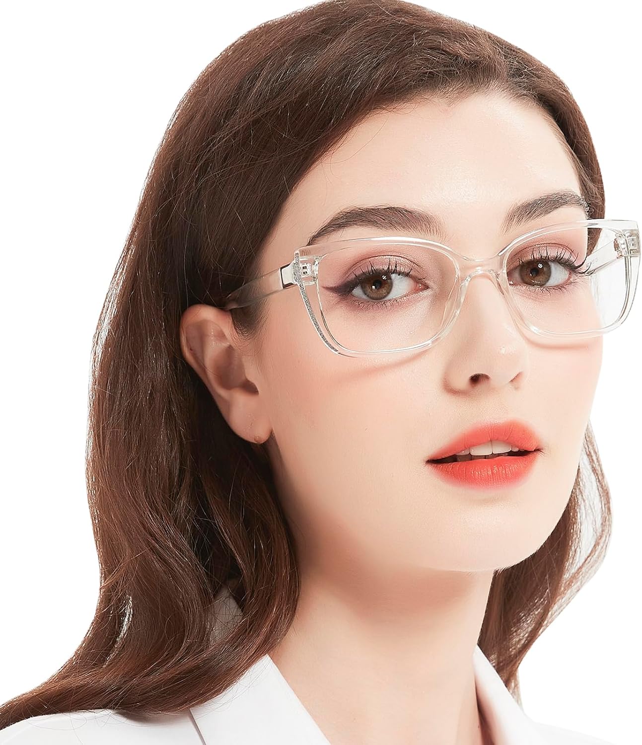 Large Reading Glasses for Women Square Cat eye Readers 1.0 1.25 1.5 1.75 2.0 to 6.0 with Sparkle side