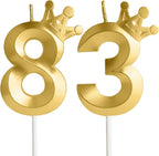 Eighty-Three Metallic Gold 83 Birthday Candle, 83rd Candle for Cake,83rd Cake Topper,Birthday Party Anniversary Celebration Decoration Supplies for Men Women Kids Birthday Decor