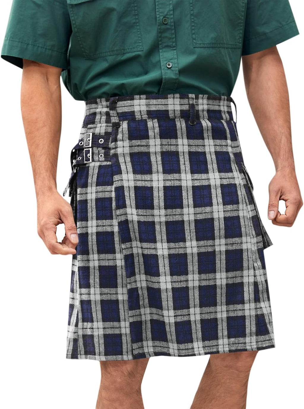 Mens Utility Kilt Pin Scottish Tartan Apparel Black & Irish Hybrid Royal Stewart Pockets Kilts