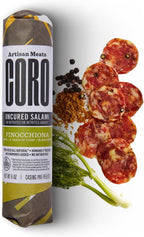Coro Uncured Finocchiona Artisan Salami Stick – 5oz | Fennel, Black Pepper & Curry | Perfect for Charcuterie Boards, Snacking, Holiday Gifts | All Natural, Gluten-Free, No Added Nitrates & Nitrites