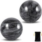 Learay 2Pcs Baoding Balls, Baoding Balls for Hand Therapy, Chinese Health Exercise Massage Balls with Carry Pouch for Stress Relief Meditation Ball(Gray/1.57 inch)
