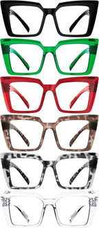 Eyekepper Oversize Metalless Screwless Blue Light Blocking Reading Glasses Women - 6 Pack Large Frame Computer Readers