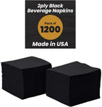 Perfectware 2ply Black Beverage Napkins. 1200 Count 2Ply Cocktail Black Napkins. 10 x 10 Black Beverage Napkin. Pack is 4 Packs of 300 Count. Total 1200 Napkins