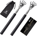 BiAnYC 2-Pack Skeleton Hand Back Scratcher Portable Extendable Telescopic Ghost Hand Massages Back Scratcher Soft Rubber Handles with Best for Send Friends/Colleagues/Elders Best Gift (Black)