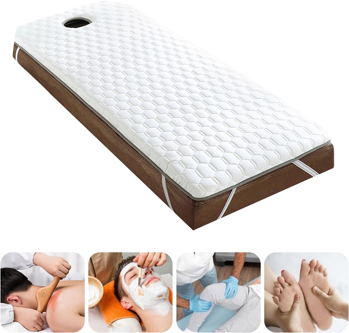 KKCD Massage Table Cushion Topper Memory Foam,Lash Bed Mattress Pad,Non-Slip Spa Bed Padding,with Breathe Hole&Elastic Bands,Square/Round/Trapezoidal Head,3/4/5/6cm Thick,5cm/2.0in,T 70x190cm