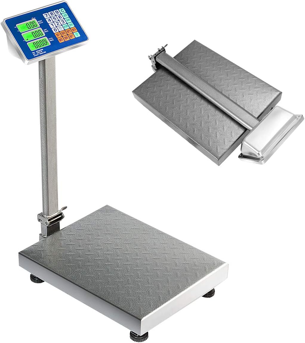 Giantex 660lbs Weight Computing Digital Scale Floor Platform Scale for Weighing Luggage Package Shipping Mailing Postal Scale with Accurate LB/KG Price Calculator, High-Definition Display (Silver)