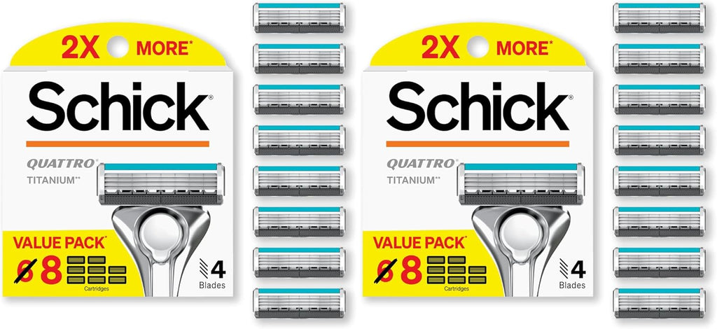 Schick Quattro Titanium Razor Refills,| Schick Razor Blades Refills,Razor-Blades for Men,Shaving Blades for Men,Quattro-Razor Refill,4 Blade-Razor Heads,(Pack of 16)