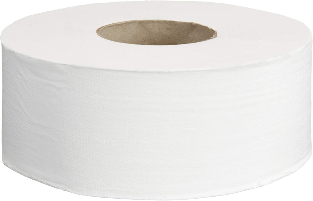 AmazonCommercial 2-Ply White Jumbo Roll Toilet Paper, 9 in, Septic Safe, Compatible with Universal Dispensers, FSC Certified, 1000 Feet Per Roll (Pack of 12)