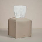 OLETHA Square Tissue Box Cover - Aesthetic Desk Decor for Room, Home & Office - Tissues Cube Boxes Holder - Light Taupe