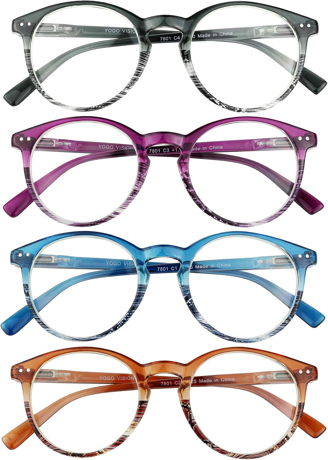 Yogo Vision Reading Glasses for Women Men Blue Light Blocking Reading Glasses Round Readers