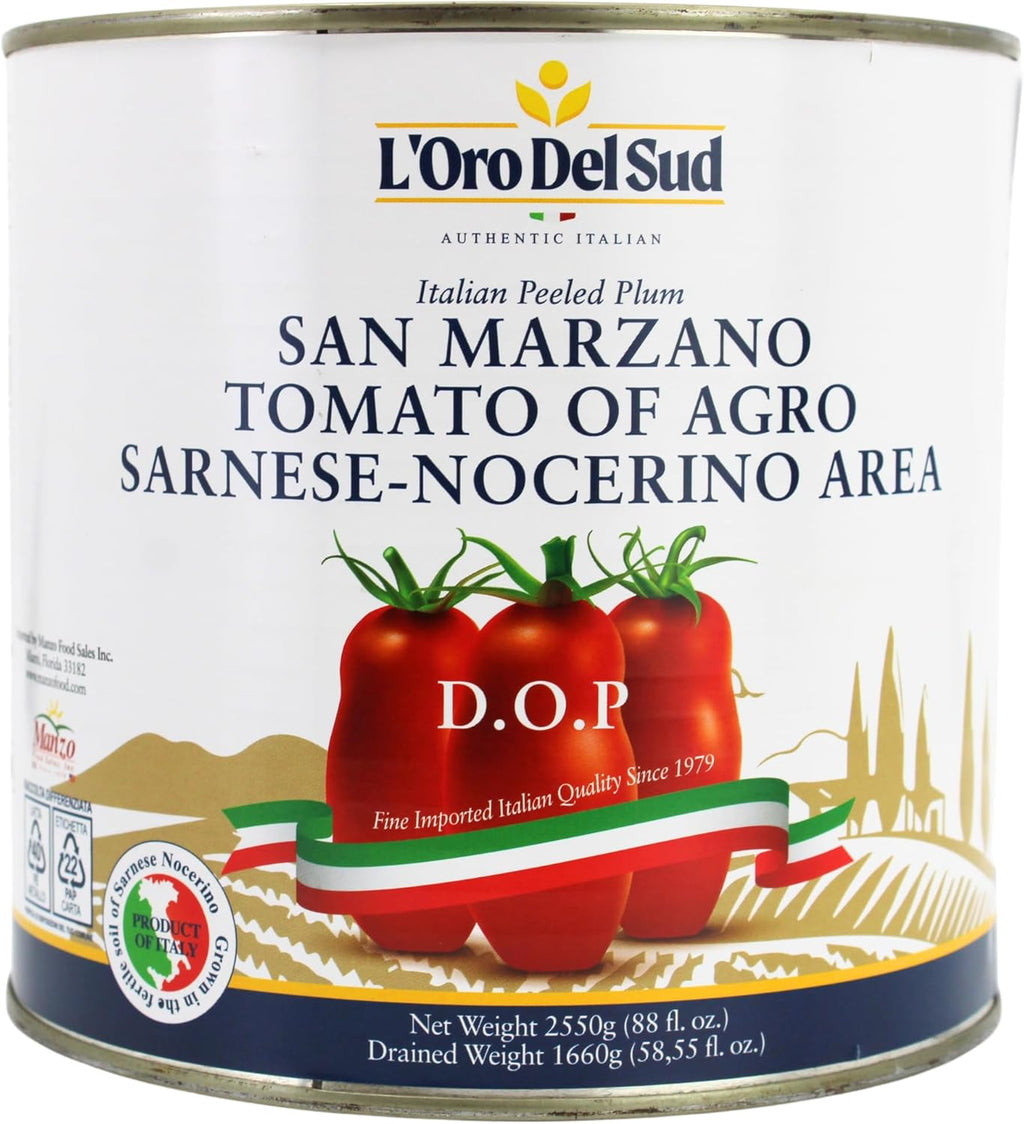 L'Oro Del Sud - D.O.P San Marzano Tomatoes of Agro Sarnese-Nocerino Area, Net Wt. 2550g (88 fl. oz). Pomodoro San Marzano dell’Agro Sarnese-Nocerino DOP Certification