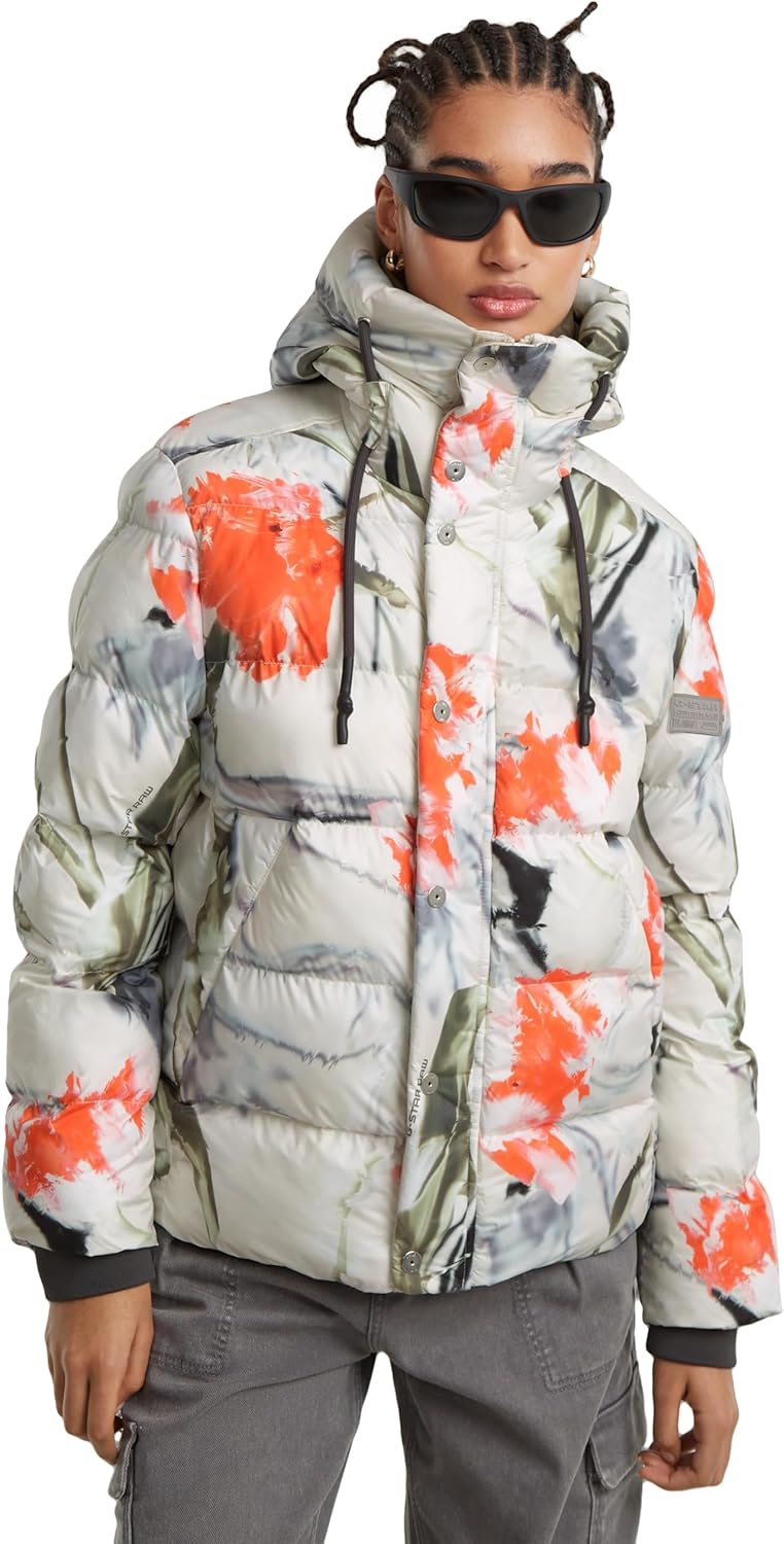G-STAR Raw - Womens Whistler Short Puffer Jacket, Color Dk Talc Liquid Layers, Size: Large