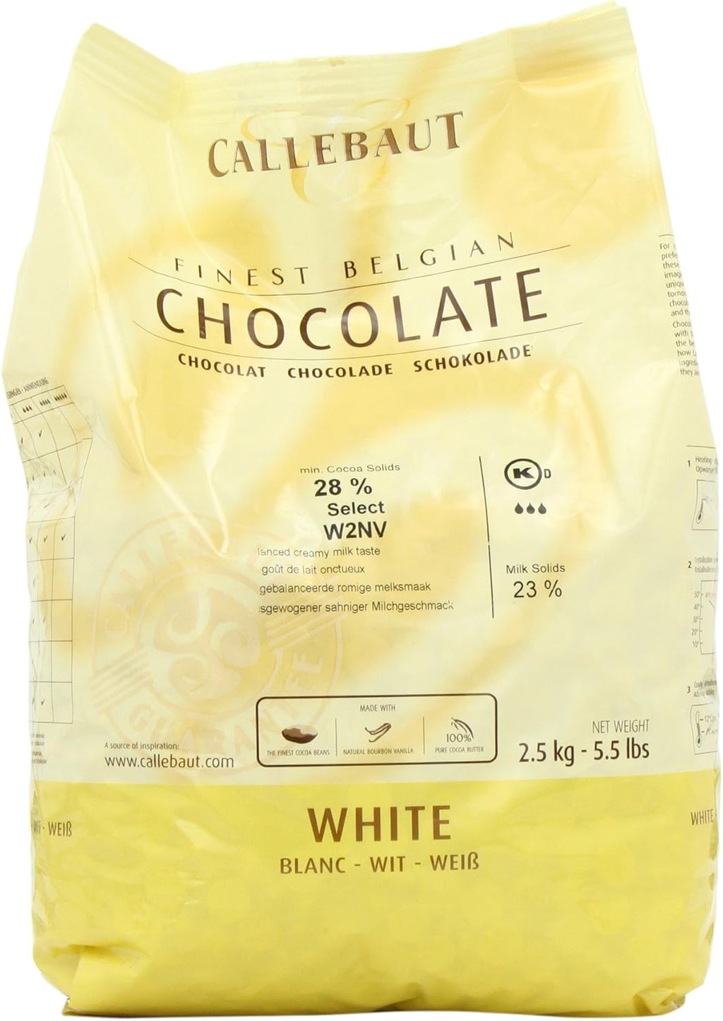 Callebaut - W2 White Chocolate Callets - 5.5 lb Bag