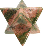 Fekuar Unakite Crystal Merkaba Star for Healing Reiki Spiritual Divine Therapy Energy, Pocket Stone Eight-Pointed Stars 1"(25mm)
