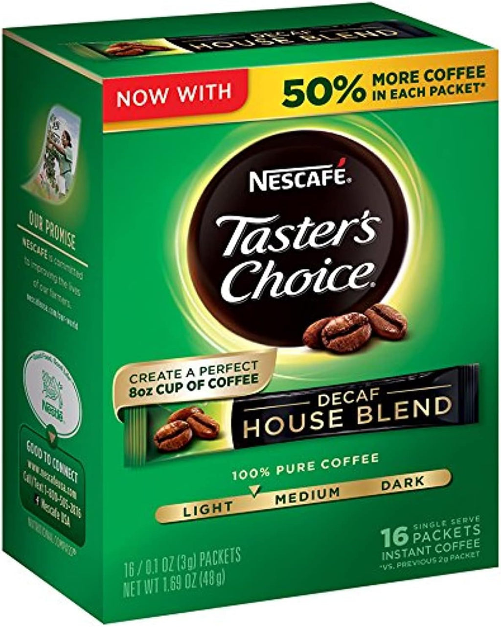 Nescafe Taster's Choice Decaf, House Blend Instant Coffee Single Serve Sticks, 16 Count (Pack of 1)