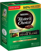 Nescafe Taster's Choice Decaf, House Blend Instant Coffee Single Serve Sticks, 16 Count (Pack of 1)