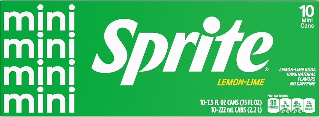 Sprite Lemon Lime Soda Soft Drinks, 7.5 fl oz, 10 Pack,Cans