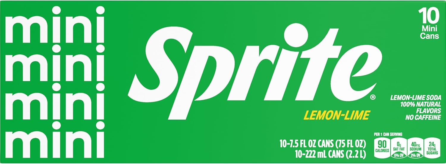 Sprite Lemon Lime Soda Soft Drinks, 7.5 fl oz, 10 Pack,Cans