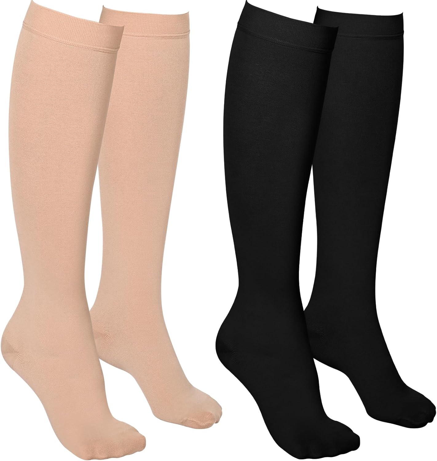 2 Pairs Compression Socks for Women and Men, 20-30mmHg Closed Toe Compression Sock, Knee High Graduated Medical Compression Stockings, Best Support Socks for Varicose Veins