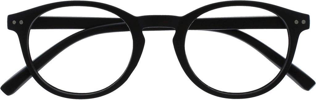 OPULIZE ZEN Reading glasses for Women Men,Scratch Resistant Round frame with Spring Hinges, Smooth Matte Black +1.5 (Pack of 1)