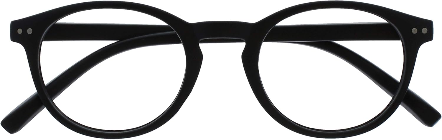OPULIZE ZEN Reading glasses for Women Men,Scratch Resistant Round frame with Spring Hinges, Smooth Matte Black +2 (Pack of 1)