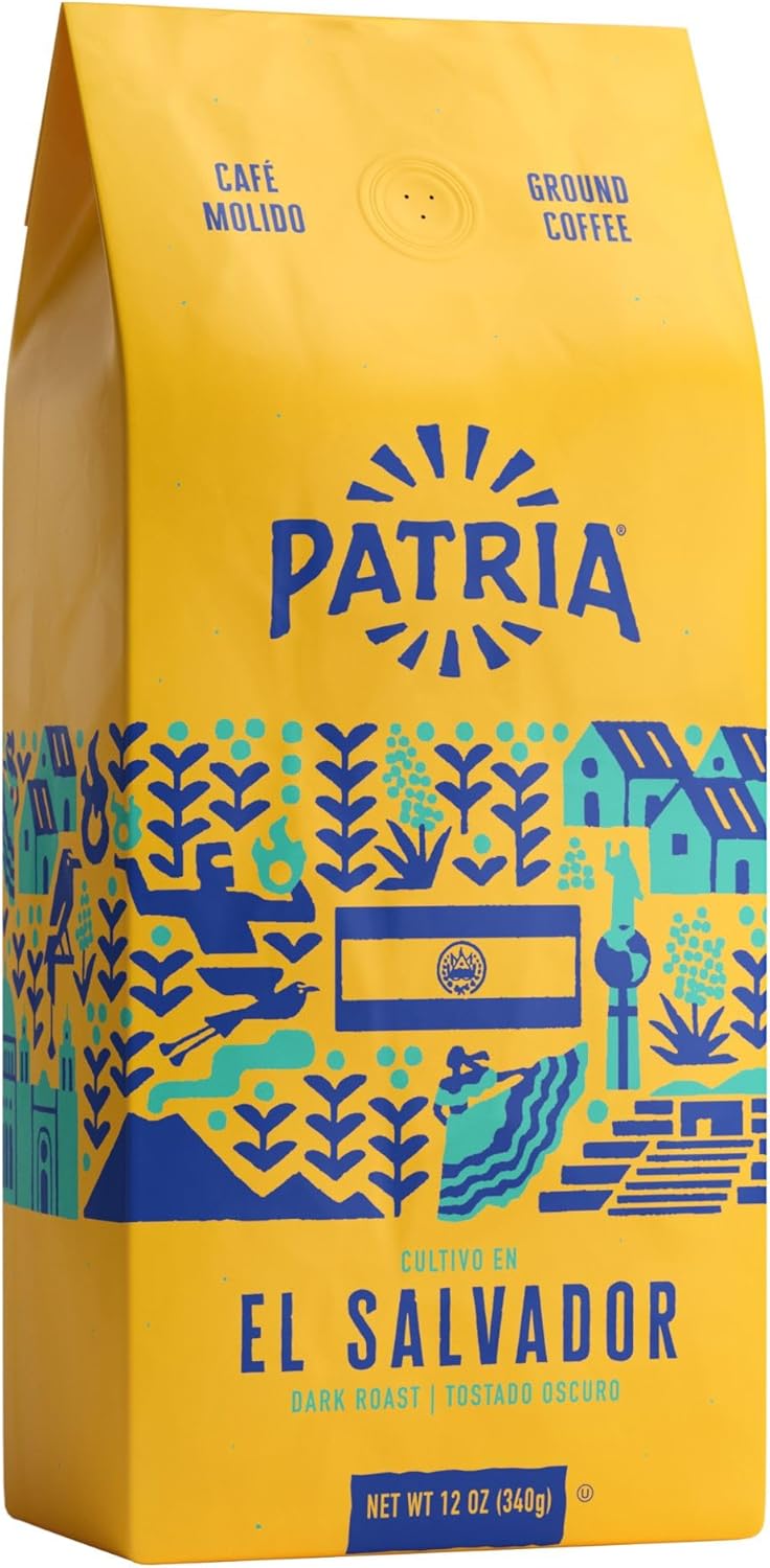 Patria El Salvador Dark Roast Ground Coffee, 12oz Bag (Pack of 1)