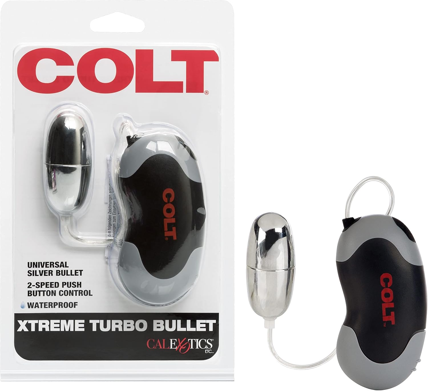 CalExotics Colt Xtreme Turbo Bullet Vibrator for Men - Waterproof Sex Toys for Couples - Wired Adult Male Vibe Egg Prostate Massager - Black