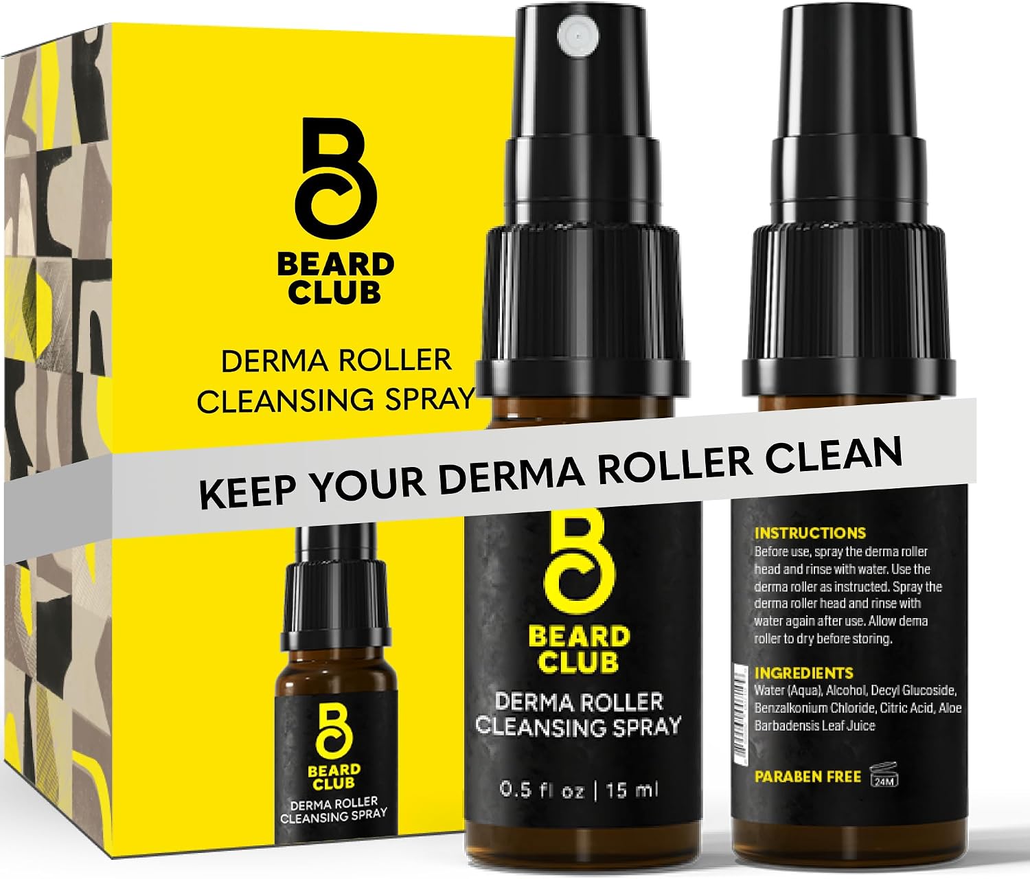 The Beard Club Derma Roller Cleansing Spray - Clean and Prolong Derma Roller Life - 0.5oz